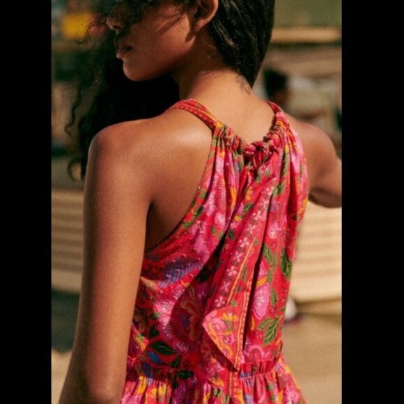 NWT Sezane X Farm Rio Gabriela Halter Neck Dress Macaw Flowers Size 8 - Picture 4 of 17
